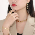 4pcs/set Titanium Steel Snake Bone Geometry Brand Short Necklace Women's Gold Necklace Bracelet Ring Earring Set Wholesale