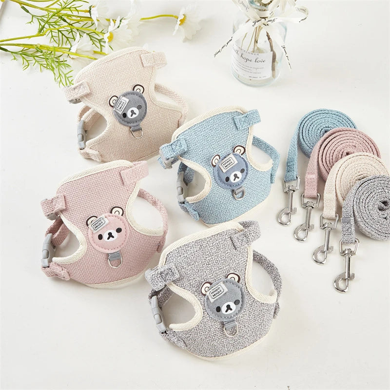 2025 Selling Breathable Fabric Anti-break-free Small Pet Chest-back Traction Rope