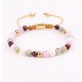 New Design Faceted Gemstone Natural Garnet Labradorite Cubic Zirconia Charm Custom Friendship Macrame Bracelet Women
