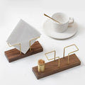 New Style Kitchen Paper Napkin Holder Iron Gold Wooden Decoration Durable Metal Material