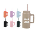 New Style 50oz Stainless Steel Tumbler Double Wall Powder Coated Coffee Mugs with Lid Handle Detachable Straw for Camping