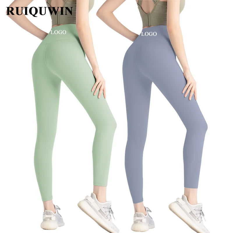 RUIQUWIN Wholesale High Waist Breathable Sports Tight Workout Leggins Custom Logo Gym Fitness Tummy Control Yoga Pants Women