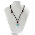 Europe and the United States Ring Turquoise Necklace Male Fashion High-grade Sense Hip Hop Niche Retro Leather Necklace Cord
