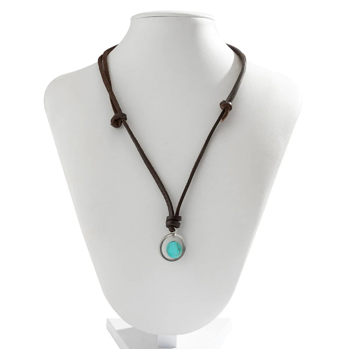 Europe and the United States Ring Turquoise Necklace Male Fashion High-grade Sense Hip Hop Niche Retro Leather Necklace Cord