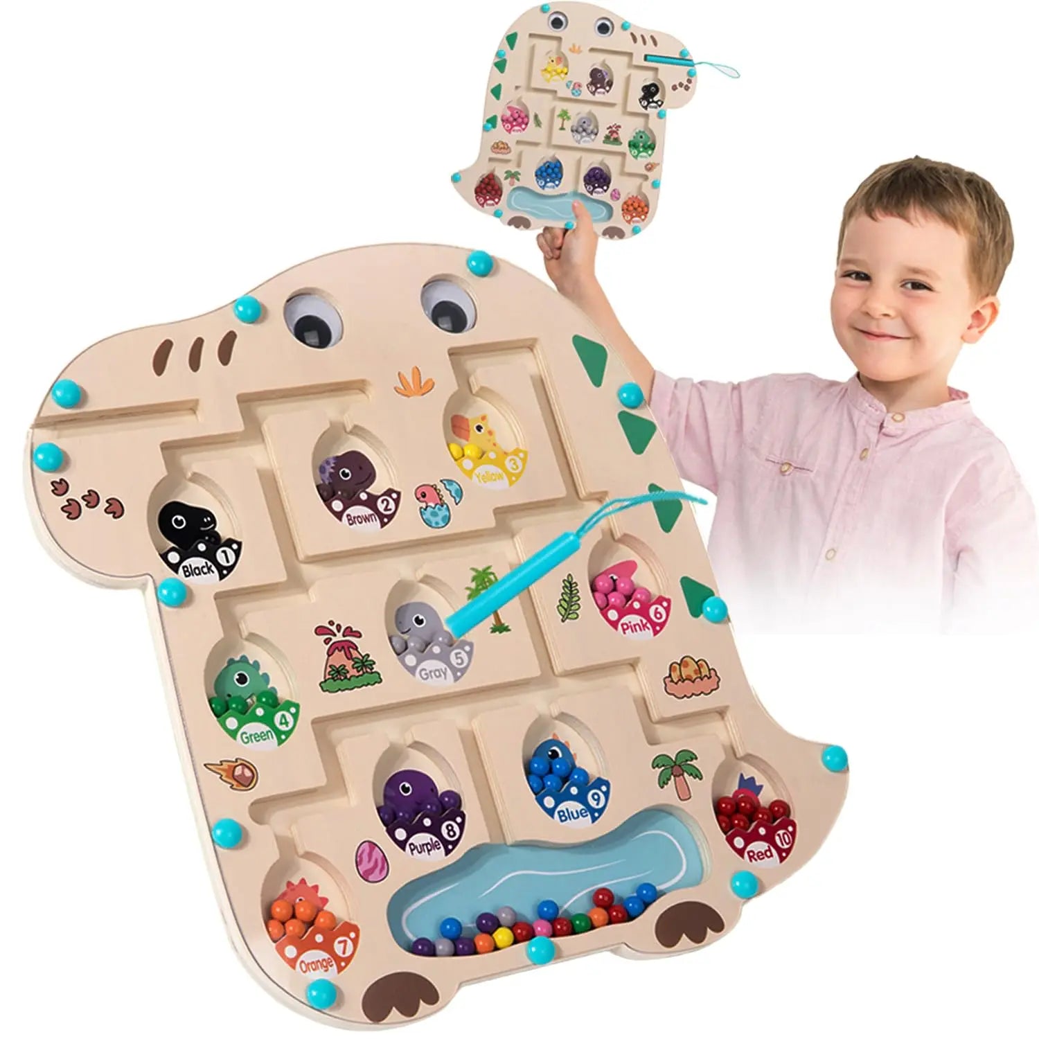 Dinosaur Magnetic Color and Number Maze Toy Preschool Learning Sensory Montessori Toys Educational Toys for Toddlers