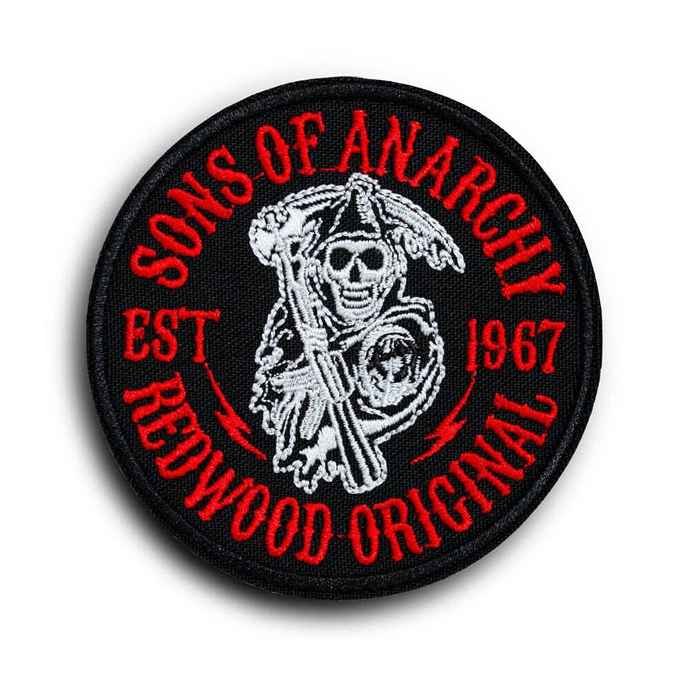 Son of Badges Anarchy Biker Jackets Accessories Designer Logo Heat Pressing Custom Iron on Embroidery Patch