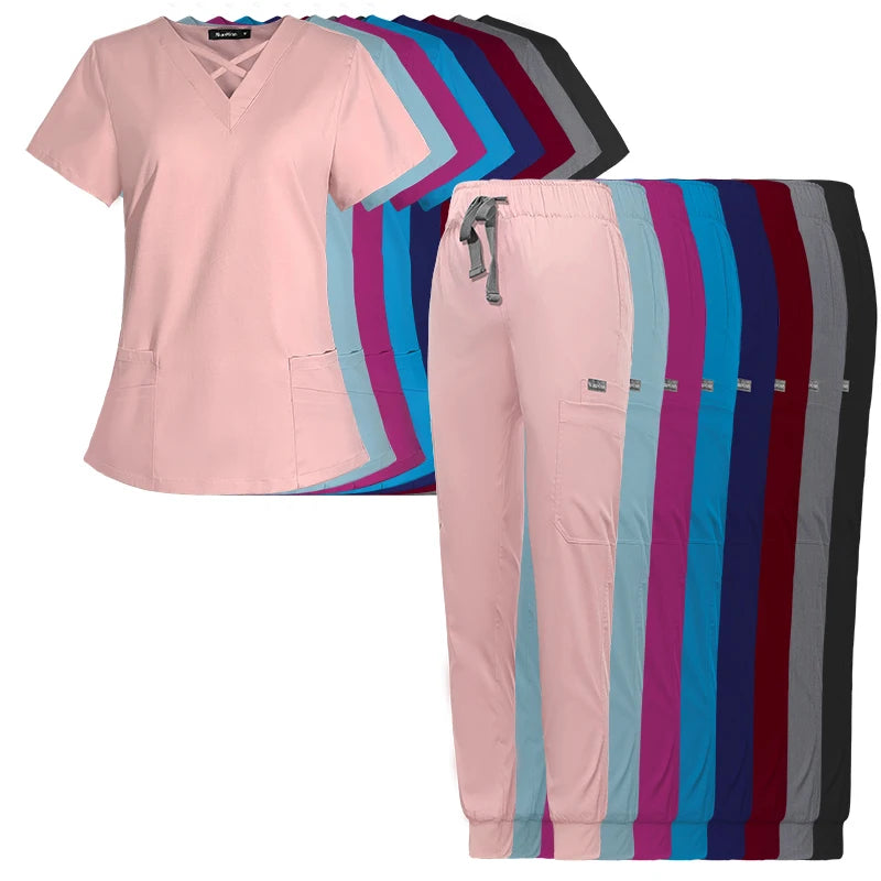 2026 Hot Selling Stylish Medical Scrubs Womens Scrub Nursing Worsted Fabric Breathable High Quality Stretchy Hospital Uniforms