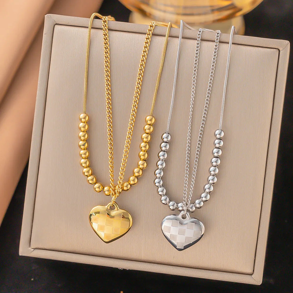 Collar De Acero Inoxidable 18k Gold Plated Stainless Steel Necklace Minimalist Style Double Layers Stackable Titanium Necklace