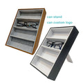 Handmade Wood Eco-friendly Optical Sunglasses Display Stand Tray Stylish Rectangle Rack with 4 Glass Storage Shelves 8-8.9in