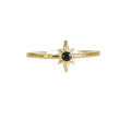 ROXI S925 Sterling Silver 18K Gold Plated Eight Pointed Star Black Diamond Ring