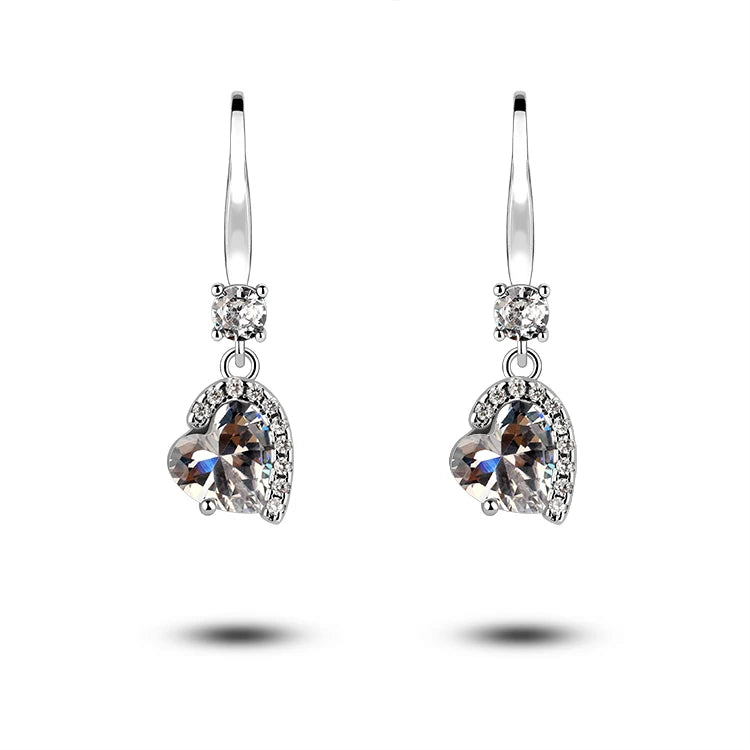 Fashion 925 Sterling Silver AAA Cubic Zirconia Earring Jewelry Dangle Drop Stud Earrings for Wedding Bridal Women