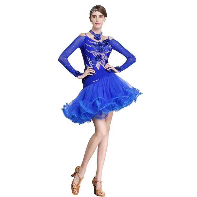 L-13285 New Perspective Latin Dance Performance Dress Cha-cha Rumba Competition Performance Costume for Sale