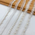 Wholesale Polyester Handmade White Pearl Beaded Lace Sew on Bridal Sash Belt Ribbon Trim for Clothes Dress