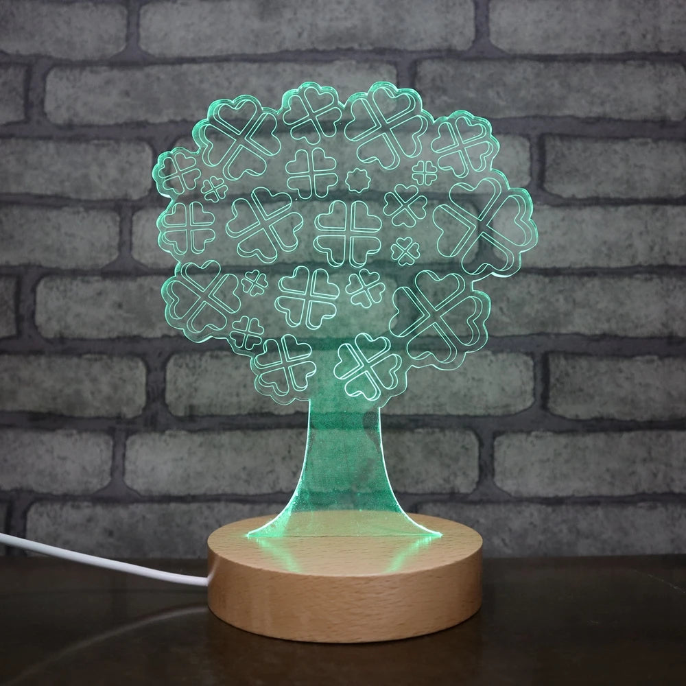 LED Wooden Base Lamp High Quality Wooden Acrylic Night Lights 7 Colors Changeable 3D Illusion Lamp