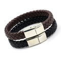 Simple Jewelry Magnetic Buckle Connection Black Brown Imitation Leather Rope Woven Wrap Bracelets for Men