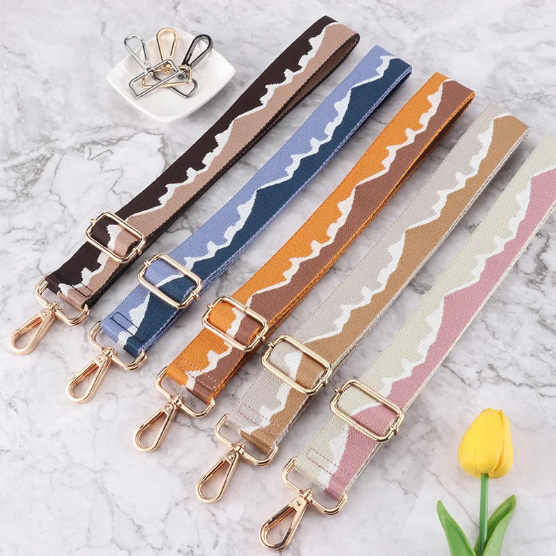 Colorful Bag Strap Adjustable Replacement Double Layer Canvas Wide Belt Camera Shoulder Bag Handbag Purse Strap