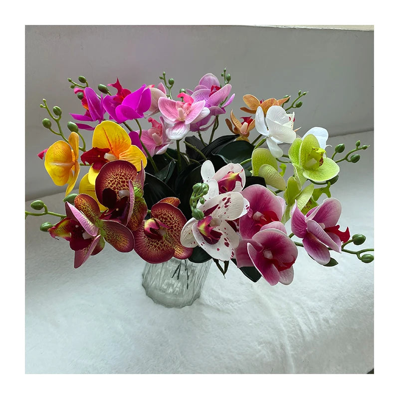 3DEVA Small 3-head Butterfly Orchid Decoration Marriage Artificial Flowers Decorative