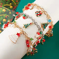Women's Christian Fashion Christmas Charm Bracelet Imitation Pearl Zinc Alloy Creative Snowflake Elk Bell Tree Pendant Elegant