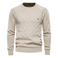 New Design Knit 100% Cotton Pullover Custom Logo Solid Color Winter Long Sleeve Men Sweater