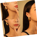 Ason Hot Selling Minimalist Water Drop Oval Stud Earrings Women 18k Gold Plated Stainless Steel Waterproof Jewelry Earrings
