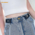Fashion Buckle-free Elastic Invisible Belt Jeans Stretching Pu Leather Belt No Hassle for Men Women Leather Belt Without Buckl