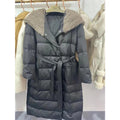 OFTBUY2023 Winter Thick Warm X-Long Women White Goose Down Coat Real Mink Fur Braid Hooded Goose Down Jacket Snowproof Outercoat