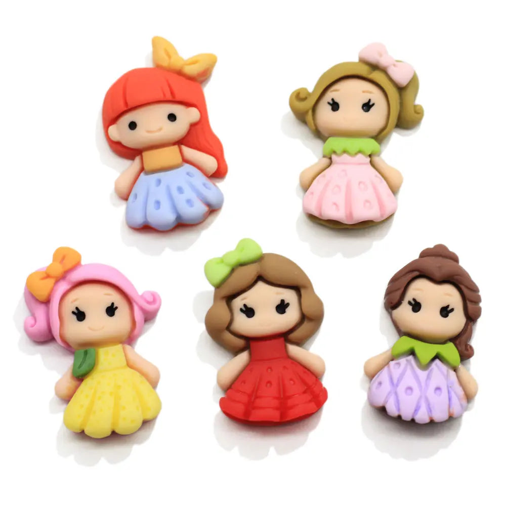 24mm Kawaii Resin Doll Flat Back Princess Resin Cabochons for DIY Hair Bow Phone Decoration Scrapbooking