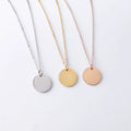 Custom Non Tarnish Silver Rose 18K Gold Plated 316L Stainless Steel Women Blank Round Disc Pendant Necklace Jewelry