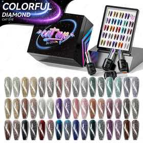JTING Popular Selling 24colors Reflective Disco Cat Eye Gel Polish Collection Set Box High Shiny Quality Cat Eye Gel Nail Polish