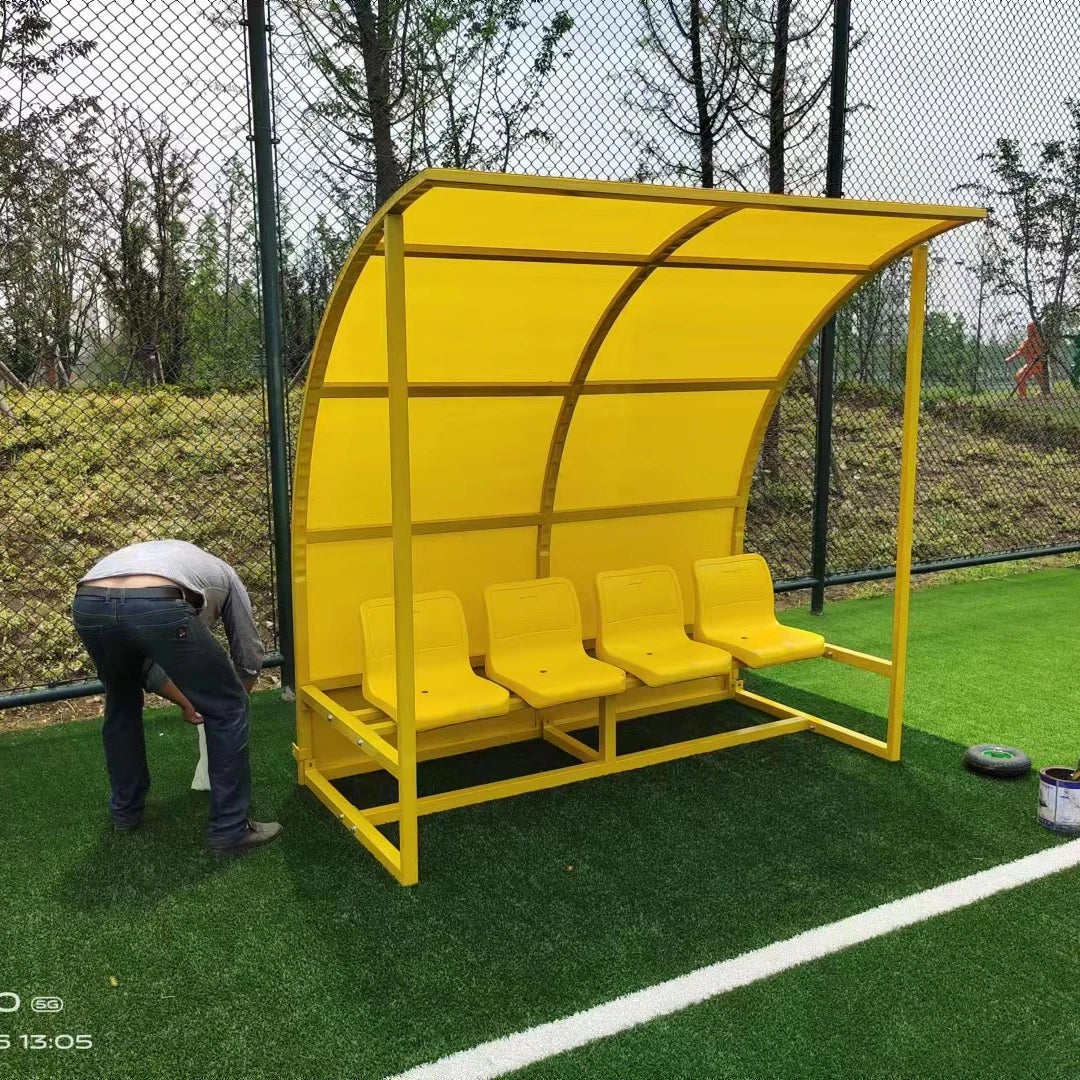 Flyon PP Material Soccer Bench with Shelter for Stadium and School Football Team Use Substitute Player Accessory