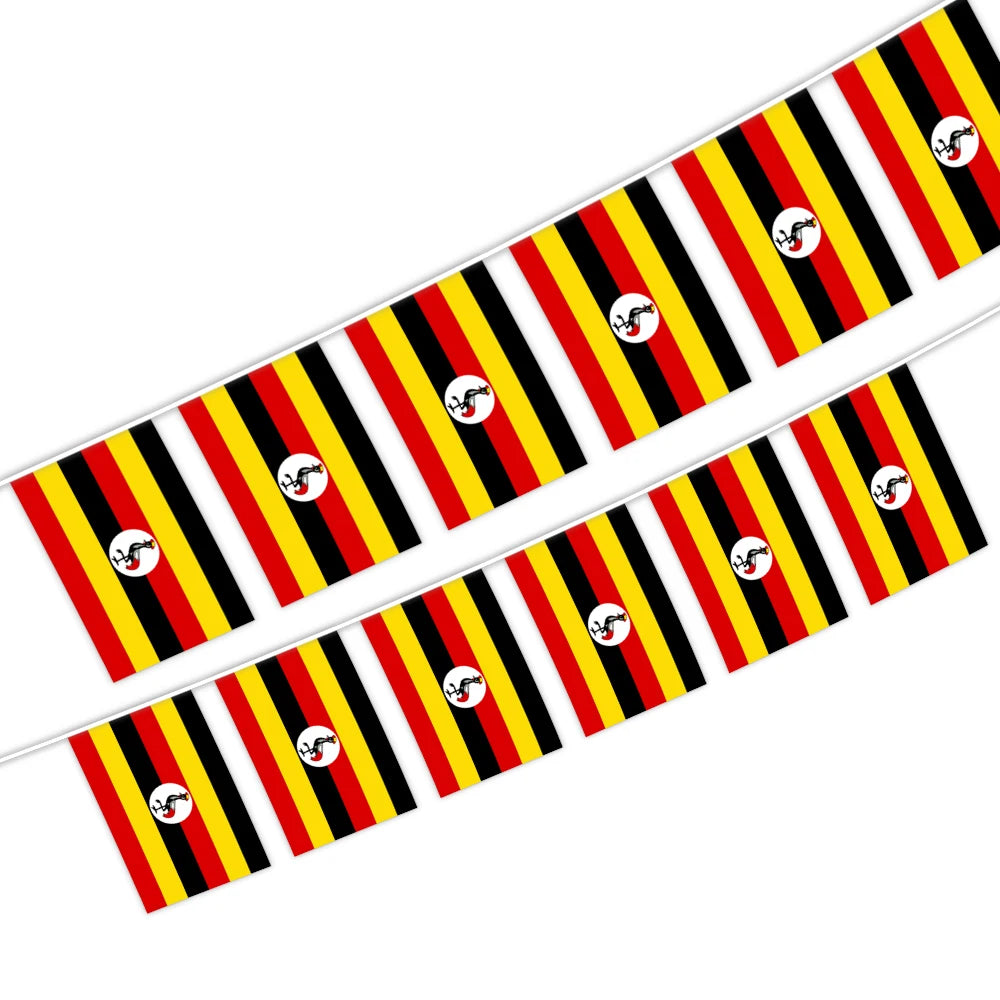 Uganda Bunting String Flag 5.5X8 in for Outdoor and Indoor Decoration (12pcs/Unit)