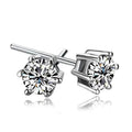 New Hot Fashion 925 Sterling Silver Crystal Six Claw Earrings for Women Girls Gift Fashion Statement Jewelry