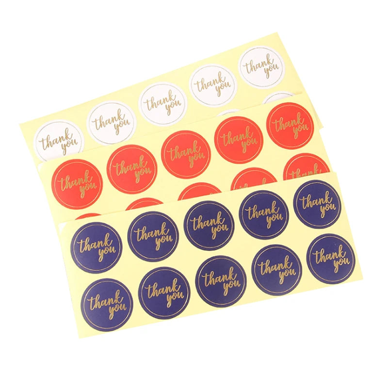 100pcs/pack Round Colorful Design Bronzing Thank You Seal Stickers DIY Deco Gift Sticker Label Stationery Supply Custom Sticker