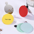 Zonyin Pu Leather Customized Logo Mini Round Pocket Metal Mirror Portable Travel Makeup Small Mirror for Purse Bag