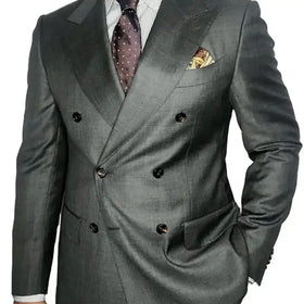 Dark Grey Double Breasted Men Suits Luxury Groom Wedding Suit Party Business Blazer for Men 2 PCS Jacket Pants