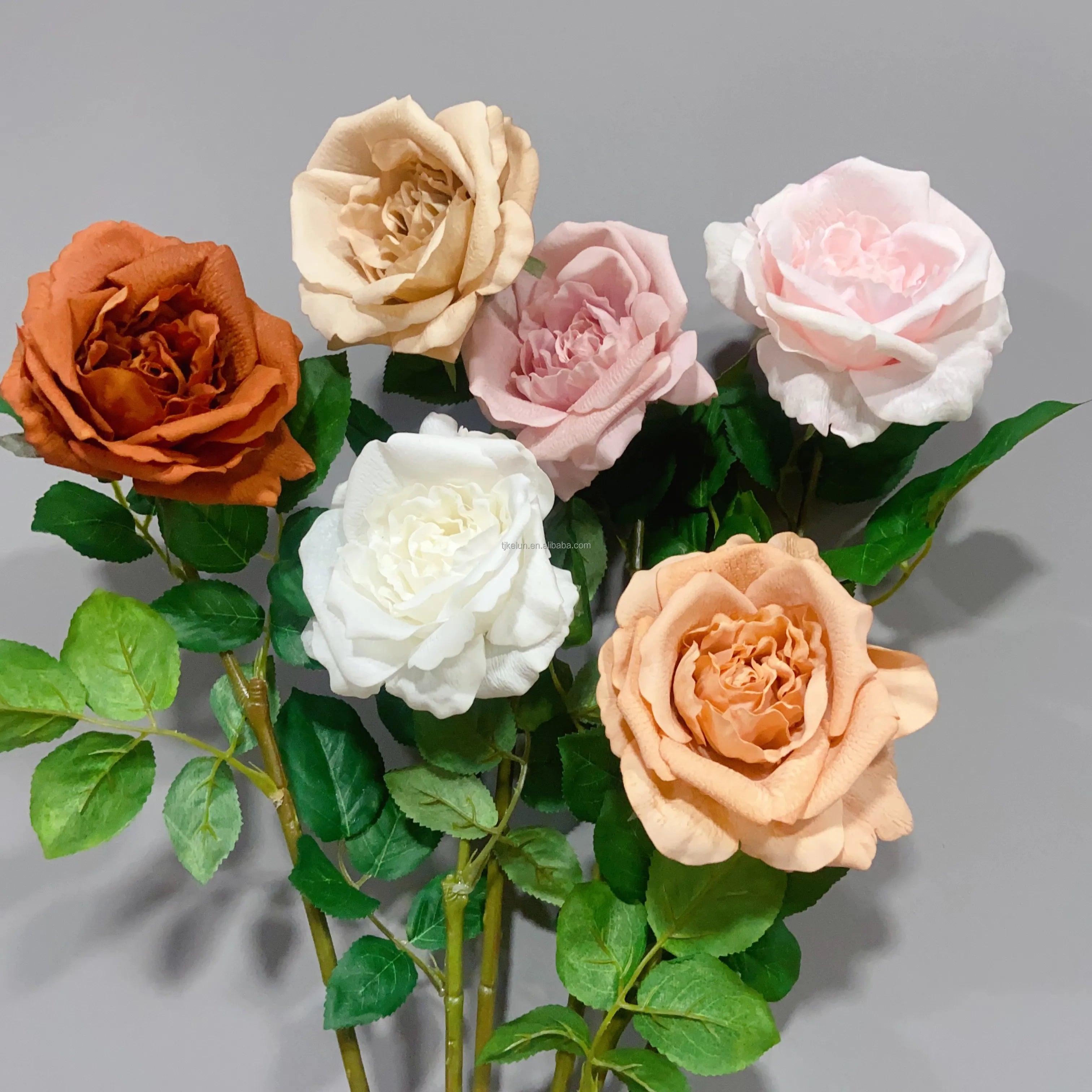 GJ-AF10-4 Oem Factory Real Touch Rose Flower Bouquet Bridal Red White Artificial Roses Flower Hand Made Rose for Wedding Events