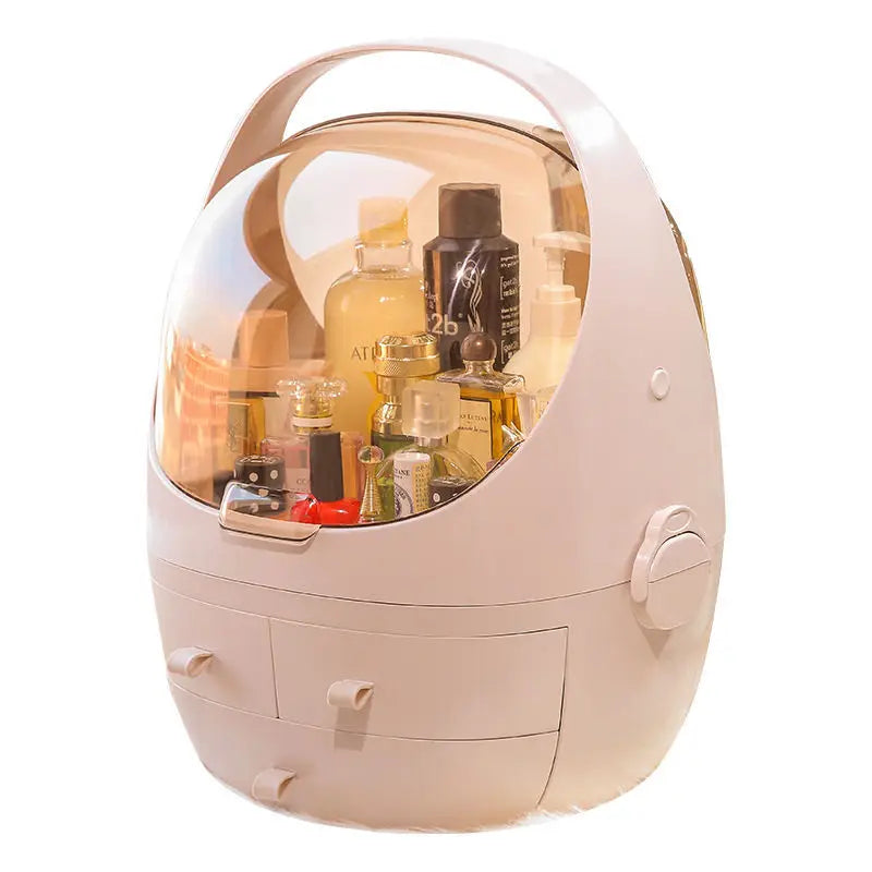 Portable Cosmetic Storage Display Cases with Drawer and Transparent Lid Makeup Organizer