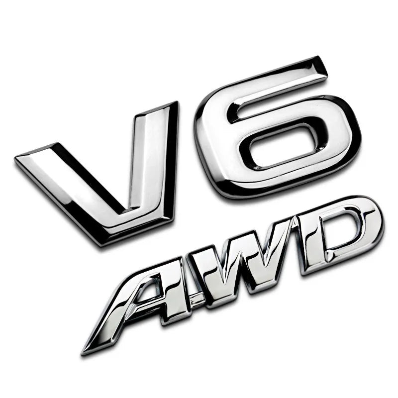 Custom V6 Letters Auto Accessories Zinc Alloy Car Stickers and Metal Grille Logo Emblems Premium Metal Crafts Car Logo Badges