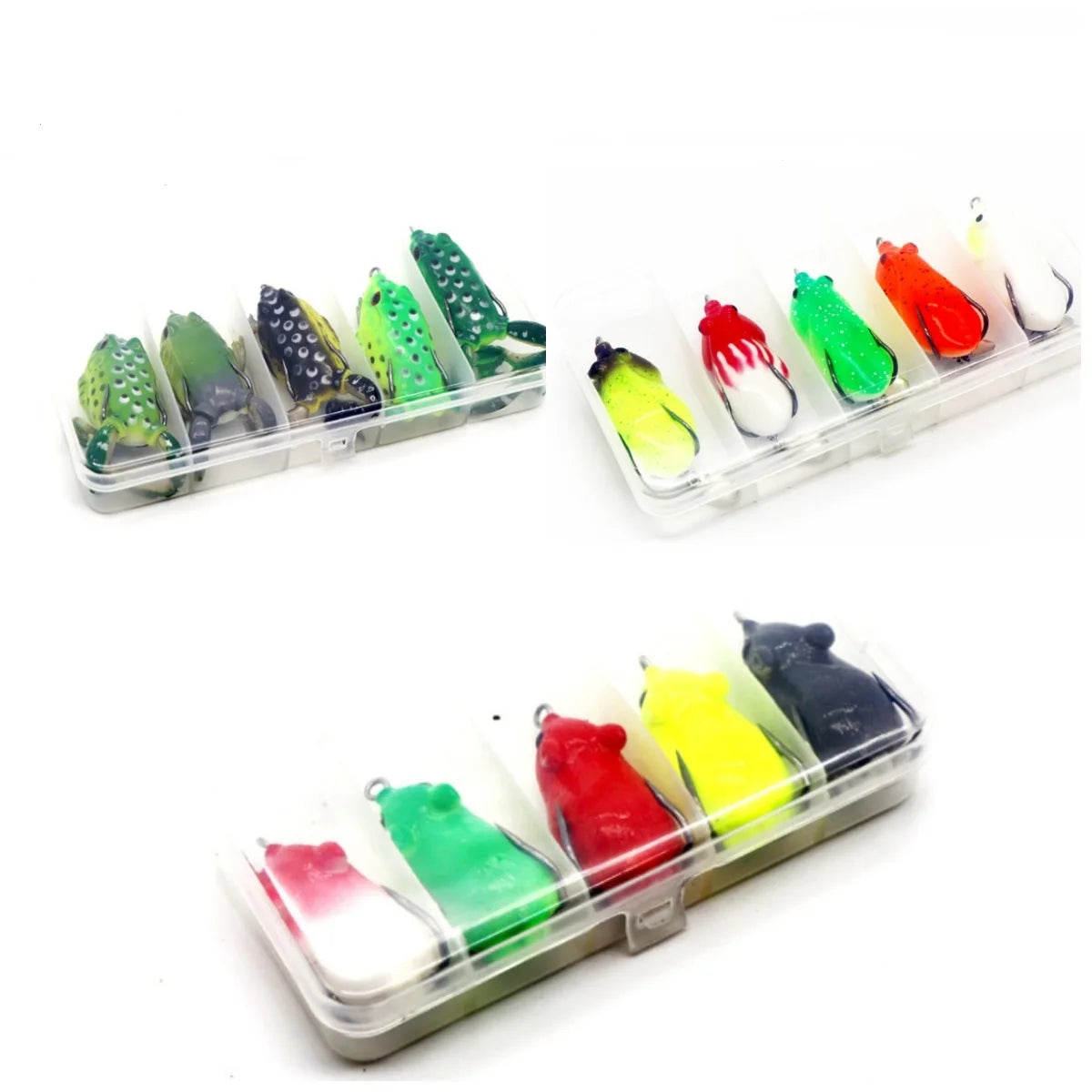 Five Styles Set Box Soft Frog Lure Contains Ducks Mice Frogs Toads Soft Tube Bait Plastic Fishing Lure Frog Lure