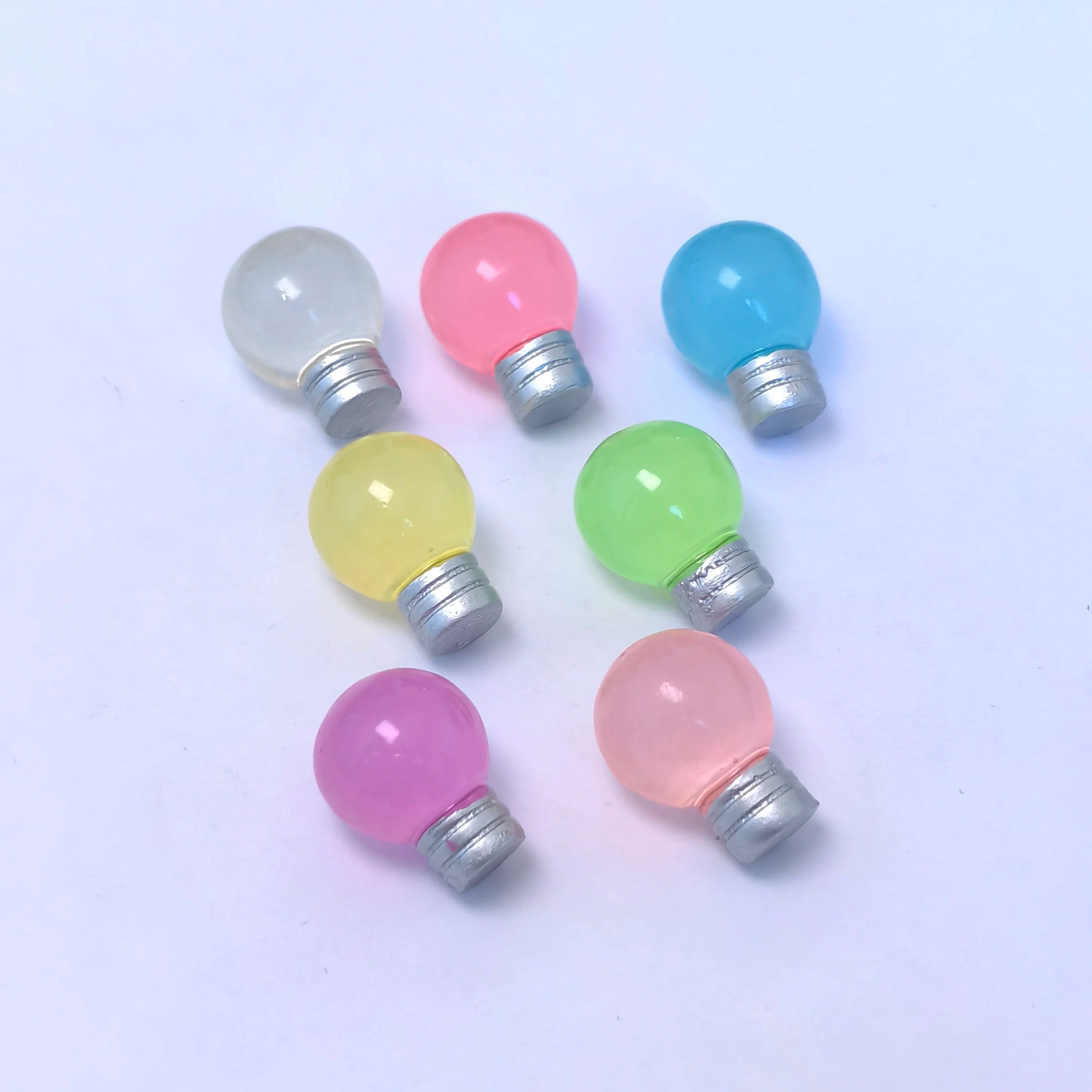 100PCS Luminous Mini Lamp Bulb Resin Miniatures Glow at Night Fairy Garden Figurines Kawaii Home Decor DIY Dolls House