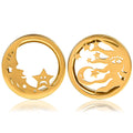 Evorte New Style Ear Piercing Tunnel Ear Plugs Stretching Gauges 316L Gold Plated Moon and Star Body Piercing Jewelry Wholesale
