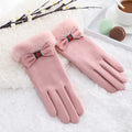 Cute Fleece Touch Screen Warmer Gloves Ladies Lovely Winter Hand Gloves