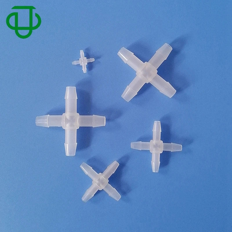 Plastic 1.6mm to 6.4mm Aquarium Air Pump 4 Ways Cross X Shaped Tubing Connector Fitting