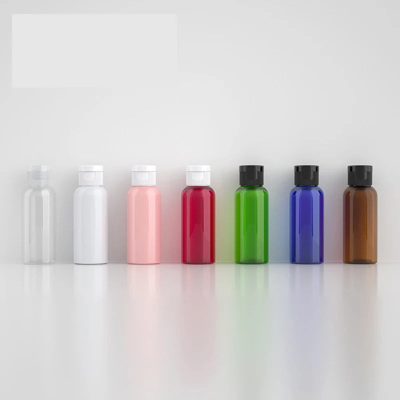 Wholesale 50ml PET Plastic Lotion Bottles with Flip Top Caps Empty Cosmetic Packaging Screw Cap Sealing MOQ 100pcs