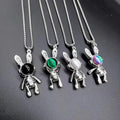 Fashion Stainless Steel Astronaut Rabbit Pendant Necklace Rotatable Mechanical Spaceman Bunny Stainless Steel Necklace