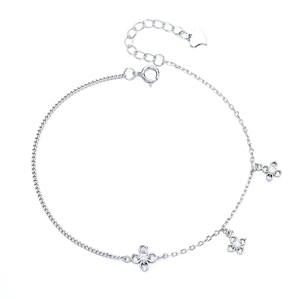 Fancy Fashion Jewelry Floral Diamond Ornament Strand 925 Sliver Bracelet