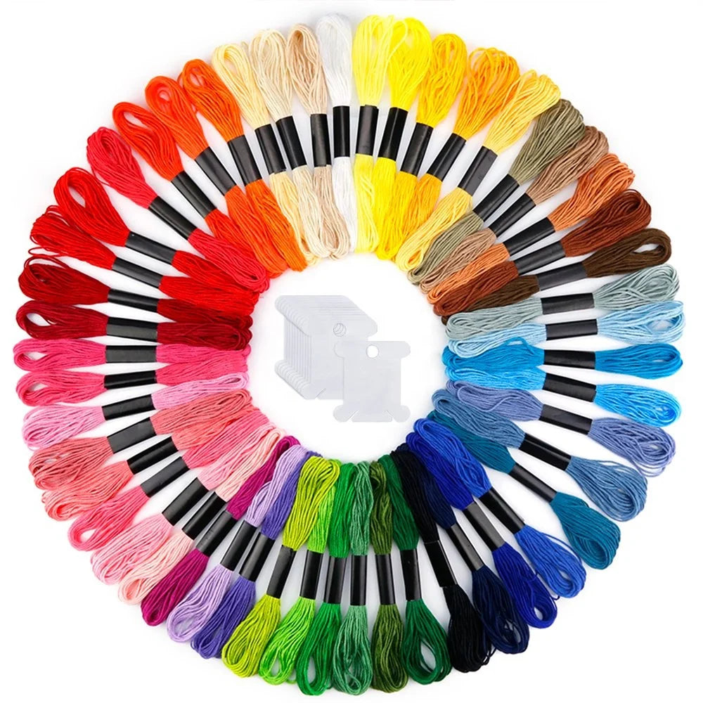 Embroidery Floss Cotton Rainbow Color 50 Skeins Per Pack Cross Stitch Threads Friendship Bracelets Crafts Beginner