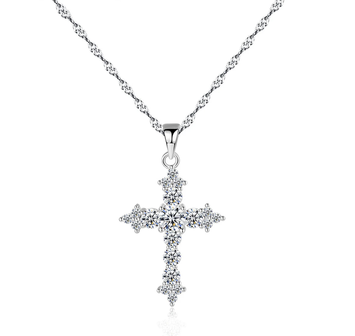 Daidan Twisted Chain Sterling Silver Pendant Cubic Zirconia Jewelry Womens Dainty Cross Necklaces