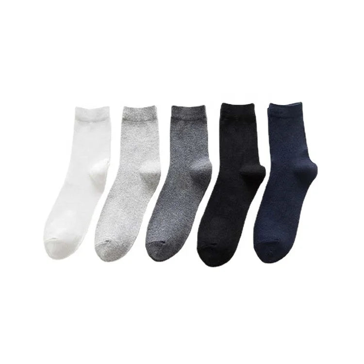 Wholesale Spring and Summer Cotton Socks Casual Medium Tube Black White Business Solid Color Thin Men's Socks