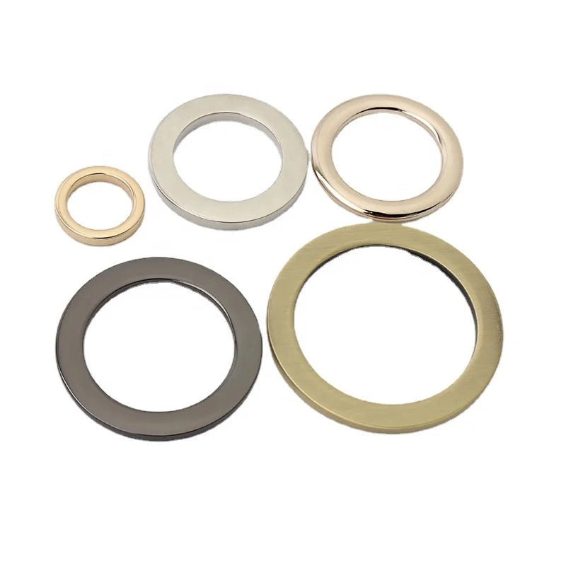 Nolvo World 5sizes 5colors Factory Price Wholesale Plating Round Flat Metal O Ring for Webbing and Bags Handles